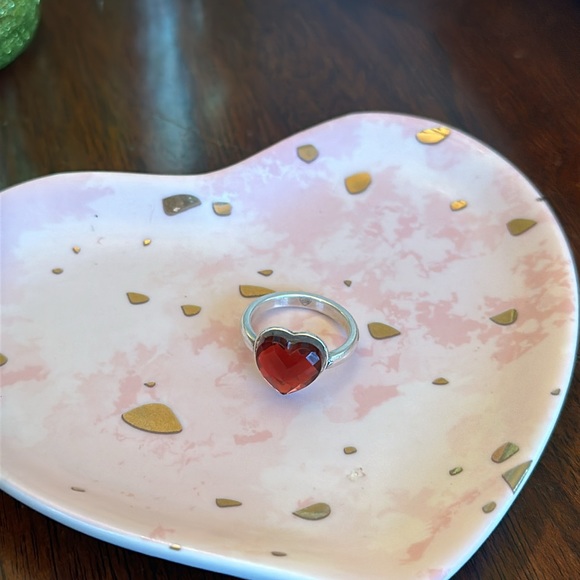 Brighton TRUE HEART Red Swarovski Crystal large faceted Heart silver Ring RARE - Picture 5 of 16